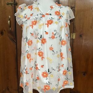 Floral Embroidered Sheer Blouse